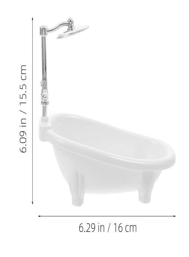 JECOMPRIS Plastic Dollhouse Bathtub: Mini Bathtub White Miniature Bathtub Dollhouse Bathtub with Shower Head for Dolls - Image 2